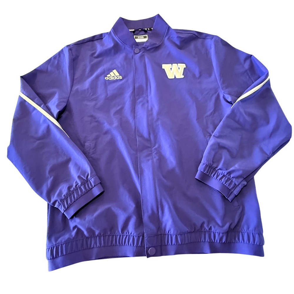 Adidas Washington Huskies Mens Medium Purple Snap Front Windbreaker Jacket M